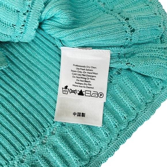 Vtg. Eddie Bauer Silk & Linen Blend Cottagecore Cardigan Lt. Aqua Sweater Sz M - Picture 7 of 11